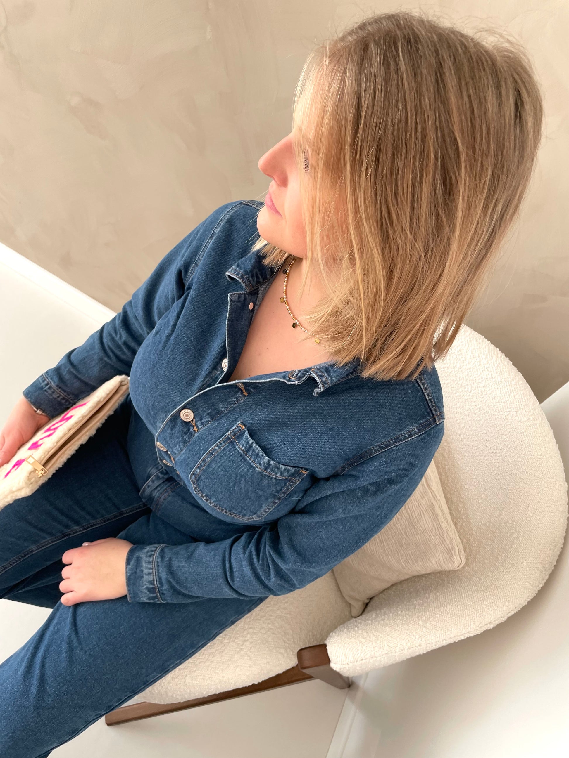 Soft denim suit