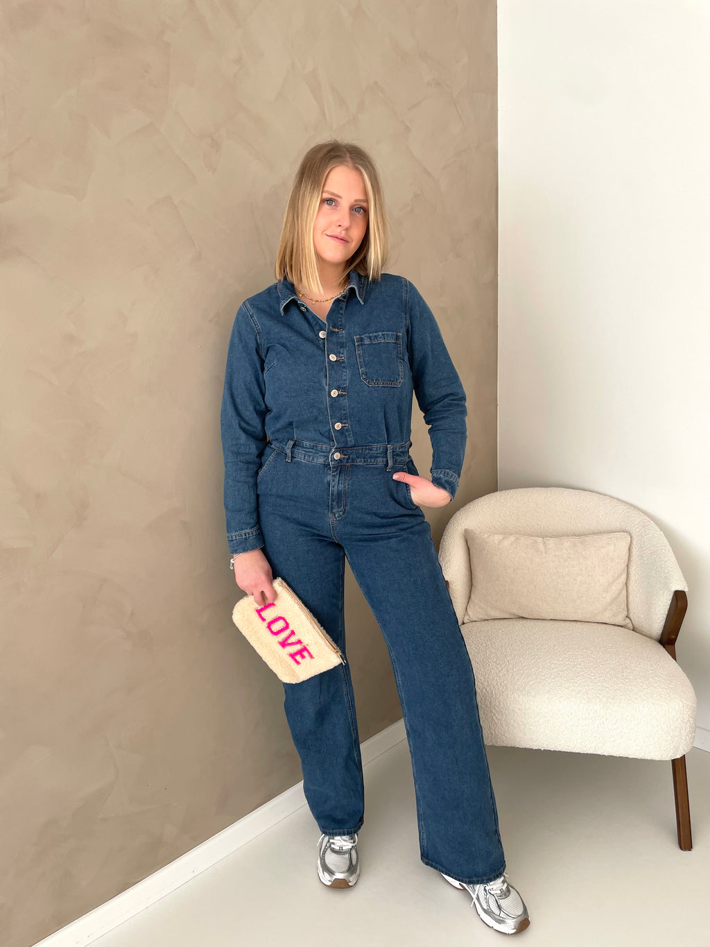 Soft denim suit
