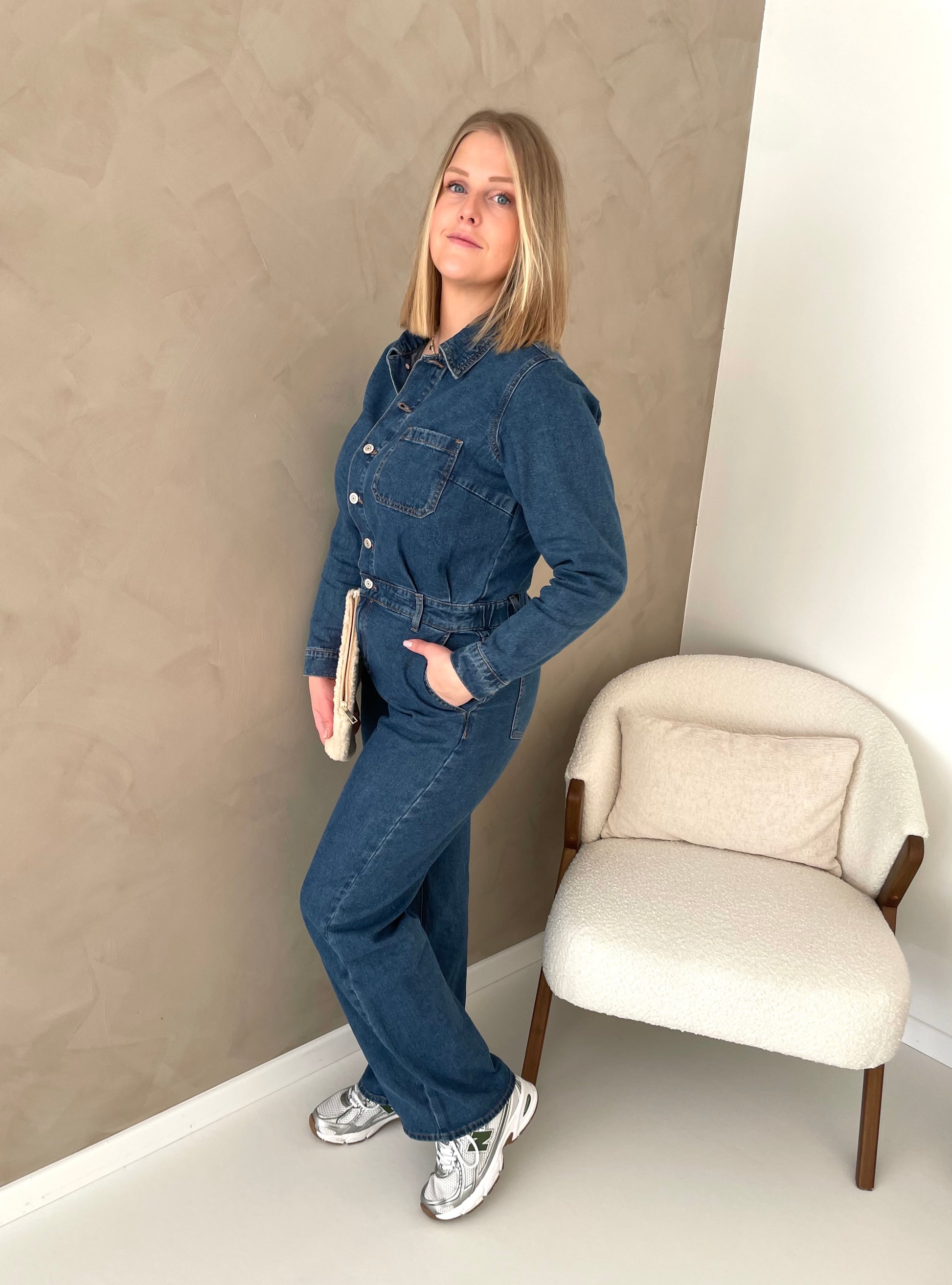 Soft denim suit